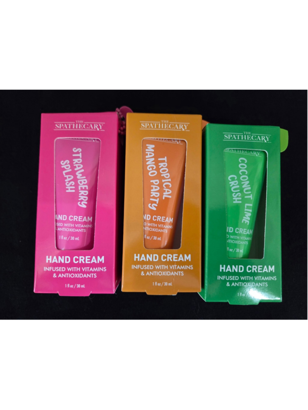 The Spathecary Hand Cream Trio Strawberry Splash Coconut Lime Tropical Mango